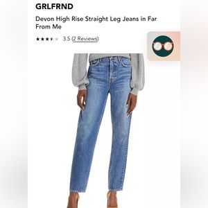 Grlfrnd denim devon style high rise light wash straight leg jeans